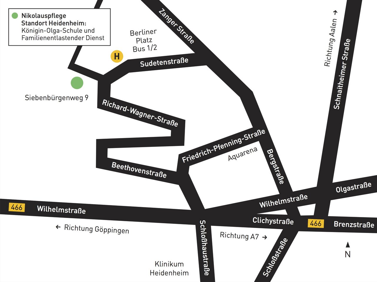 Anfahrtskizze Nikolauspflege, Heidenheim Anfahrtskizze Nikolauspflege, Heidenheim
